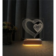 UltraMint Sevgiliye Özel 3D Love Kalp Gece Lambası, Doğum Günü ve Sevgililer Günü Hediyesi