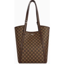 Cengiz Pakel Kadın Monogram Shopper Omuz Çantası - 7608P - Kahverengi