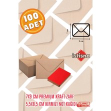 İstisna 100 Adet 7x9 Cm Kraft Zarf Kırmızı Not Kağıdı Sevimli Mini Kart Zarfları