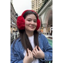Mollycrush Genç Kırmızı Peluş Kulaklık | Uniseks Kışlık Yumuşak Kulak Koruyucu