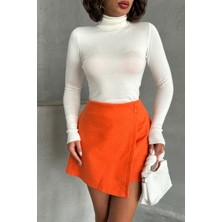 Lior Design Turuncu 2 Düğmeli Kaşe Kumaş Şort Etek BCHN-2526414