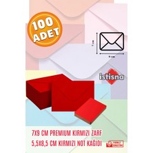 İstisna 100 Adet 7x9 Cm Kırmızı Zarf Kırmızı Not Kağıdı Sevimli Mini Kart Zarfları