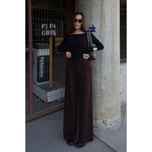 Lior Design Kahverengi Cepli Ispanyol Paça Ultra Soft Kumaş Pantolon  BCDF-25P0001