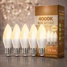 Kialed Ilık Beyaz Mum Ampul 5'li 8W E14 – 4000K