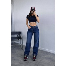 Madame Melek Baggy Toka Detaylı Bol Kesim Geniş Paça Rahat Baggy Jean Kot Pantolon