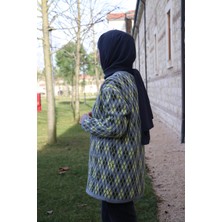 İlmek 24123 Kadın Baklava Desenli Hırka Gri