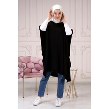 İlmek Kadın Yandan Bağlamalı Kapüşonlu Ince Triko Panço 4304