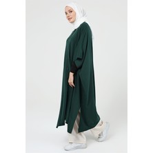 İlmek Kadın Düğmeli Uzun Salaş Kışlık Triko Panço 4253