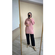 İlmek 25001 Kadın Merserize Mum Desenli Kazak Pembe