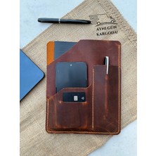 El Yapımı Hakiki Deri A5 Defter Kılıfı ve Ajanda Çantası