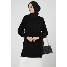 İlmek Kadın Kolu Saç Örgü Desenli Triko Tesettür Tunik 4303