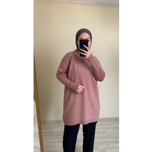 İlmek 22177 Kadın Rahat Kalıp Ince Triko Basic Kazak Gül Kurusu