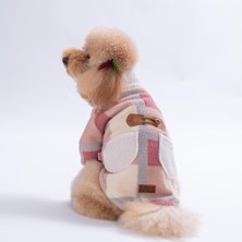 Pawstar Pembe Chicago Checks V2 Ekose Desenli Düğmeli Köpek Ceketi Kalın Peluş Köpek Kıyafeti Kedi Kıyafeti