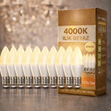 Kialed 10'lu Mum Ampul 8W E14 – 4000K Ilık Beyaz