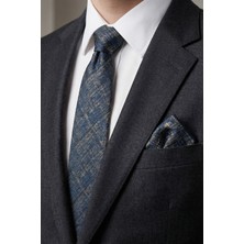 Milleniva Retro Desen Kobalt Kravat & Mendil