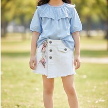 Lovemaxx-Beyaz Kot Şort Etek