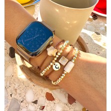 Atelier Çağla 4’lü Harfli Altın Kristal Kahverengi Bileklik Kombini