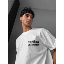 Elku Moda Yazı Baskılı Oversize Tişört Arkası Büyük Grafik Desenli %100 Pamuklu Streetwear T-Shirt