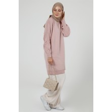 İlmek Kadın Kolu Saç Örgü Desenli Triko Tesettür Tunik 4303