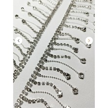 Boncukcu Abla Kristal Taşlı Zincirli Saçak Şerit 1 Metre