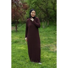 İlmek 25013 Kadın Pliseli Sandy Maxi Boy Kurtarıcı Elbise Kahverengi