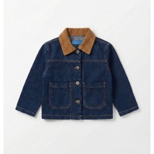 Noble Kids La Ciel Paris – Kadife Yakalı Lacivert Denim Ceket, Unisex, 2–7 Yaş