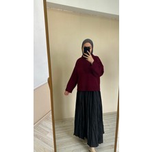 İlmek 25033 Kadın Fitilli Kısa Basic Kazak Bordo