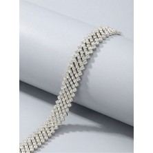 Boncukcu Abla 4 Sıra Kristal Taşlı Şerit (1 Metre)