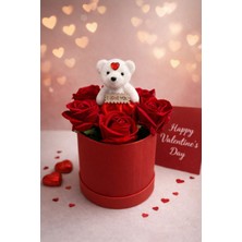 UltraMint Sevgililer Günü Ayıcıklı Gül Kutusu, Romantik Hediye, I Love You Yazılı