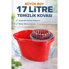 Klasik Sıkma Hazneli Yaylı Temizlik Kovası 17 Lt Kırmızı Titiz
