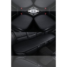 Normadia Dali Serisi Deri Koltuk Minder Koruma Kılıfı Oturak 3'lü Set Siyah