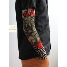 Line Giyilebilir Kol Dövmesi Çorap Dövme 3D Baskılı Kol Bacak Dövme 2 Adet Model 8 Güvenli