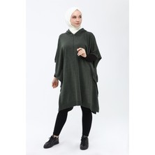 İlmek Kadın Yandan Bağlamalı Kapüşonlu Ince Triko Panço 4304
