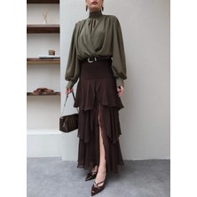 Esra Helvacı Kemerli Kat Şifon Etek