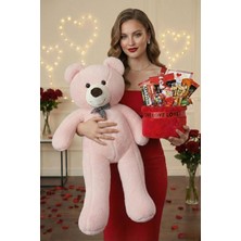 Sole Sevgililer Günü Özel: 90 cm Peluş Ayı Kırmızı Love Yazılı Tatlı Çikolata Sepeti Sevgiliye Hediye