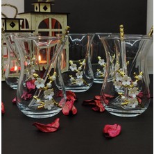 KirLinova Çiçek Detaylı Cam Çay Bardağı 6lı