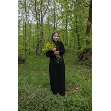 İlmek 25013 Kadın Pliseli Sandy Maxi Boy Kurtarıcı Elbise Siyah