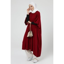 İlmek Kadın Düğmeli Uzun Salaş Kışlık Triko Panço 4253