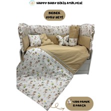11 Parça Yan Korumalı Bebek Uyku Seti Tam Set Beşik Korumalık Bebek Nevresim Takımı Pamuklu