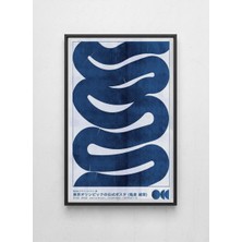 Lamazif Modern Soyut Mavi Poster – Siyah Çerçeveli Duvar Tablosu 50×70 cm