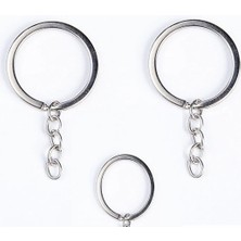 Boncukcu Abla Anahtarlık Halkası Zincirli 100 Adet Gümüş Rengi