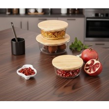 Emsan Naturel Borosilikat 3'lü Yuvarlak Saklama Kabı