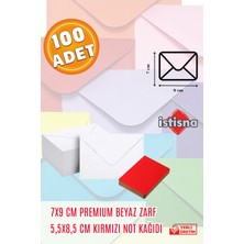 İstisna 100 Adet 7x9 Cm Beyaz Zarf Kırmızı Not Kağıdı Sevimli Mini Kart Zarfları