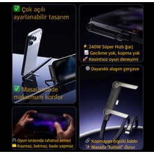 Basemo Type-C den Type-C 240W Extra Dayanıklı Super Hızlı 480 mps Veri Aktarımı Hem Stand Hem Şarj Kablosu Birarada