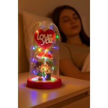 UltraMint Parlak Cam Fanus, LED Işıklı, Sevgililer Günü Için Özel Hediye