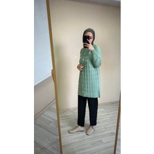 İlmek 25023 Kadın Premium Iplik Baklava Desen Hırka Çağla Yeşili