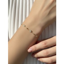 Atalya Accessory Minimal ve Zarif Göz Detaylı Gold Renk Çelik Kadın Bileklik - Kararma Yapmaz Günlük Kombin Için