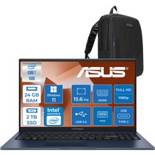 Asus Vivobook 15 Vivobook 15 (X1504VA) Intel® Core™ 7 150U 24GB Ddr5 2tb SSD Intel Graphic Gpu 15,6 Inç Fhd (1920 x 1080) WIN11PRO Taşınabilir Bilgisayar X1504VA150UP09+ZETTAÇANTA