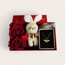 Glarus Atölye Sevdiklerinize Özel Hediye Kutusu Peluş Anahtarlık 316L S. Steel Çelik Kolye  Parfüm Şişesi