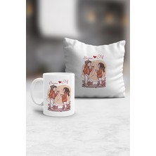 UltraMint Kişiye Özel Tatlı Aşıklar Yastık ve Kupa Hediye Seti Sevgililer Günü